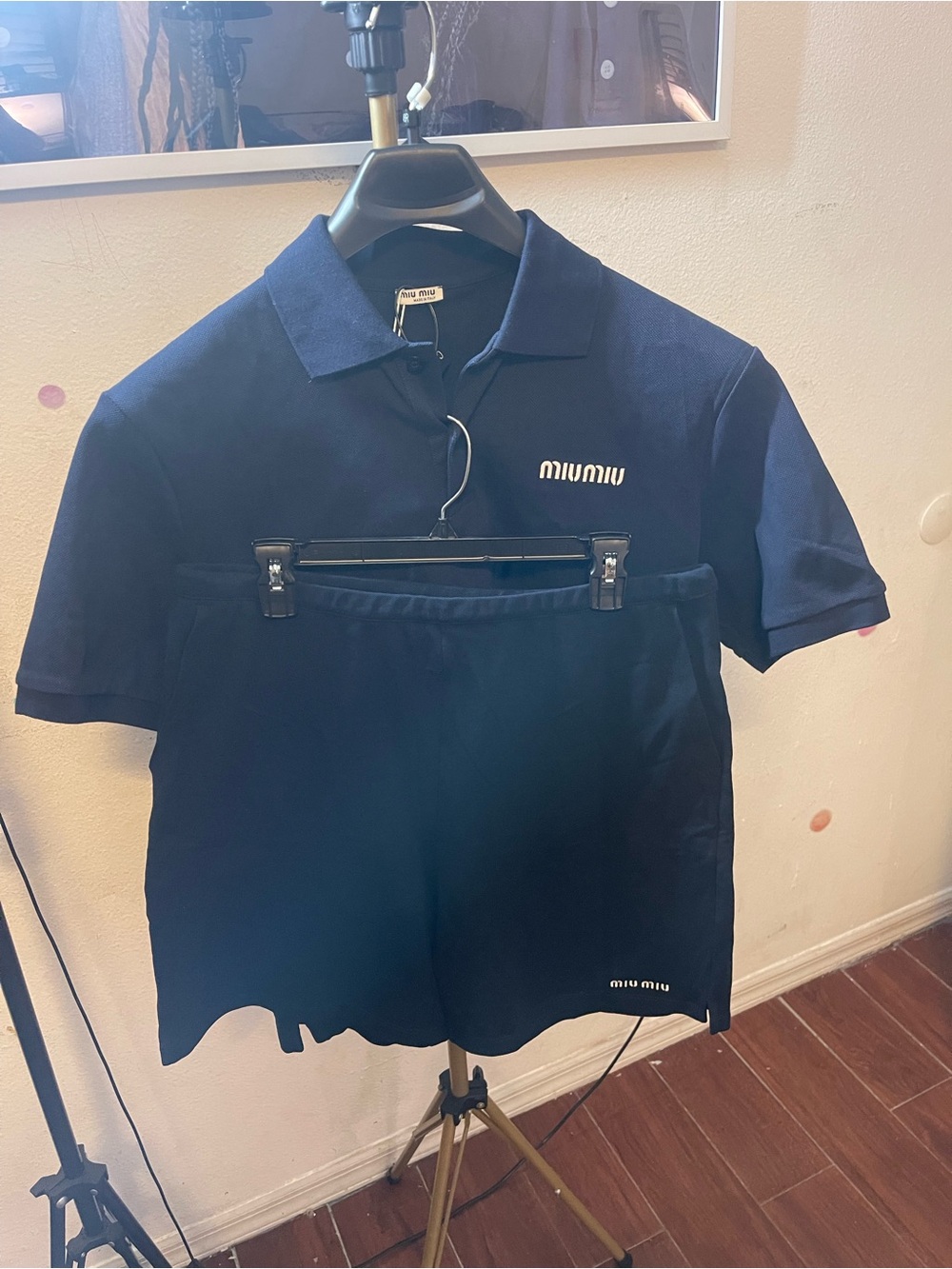 Miu Miu Dark Blue Logo Polo